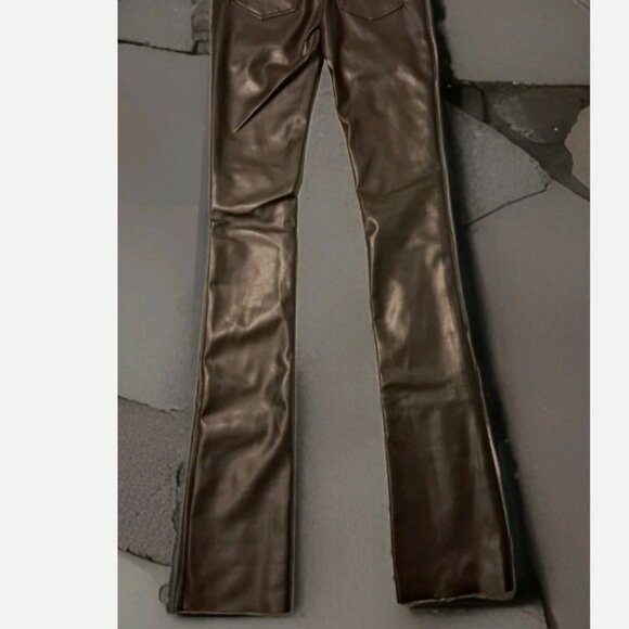 Rockstar Original Petrus Brown PU Stacked Flare Leather Jean Men's size 32 - Picture 9 of 11